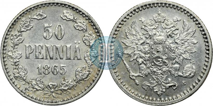 Фото 50 пенни 1865 года S 