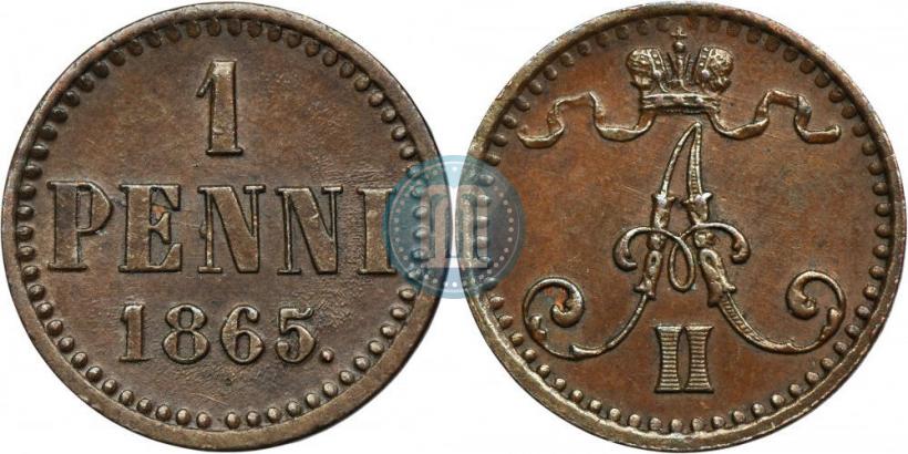 Фото 1 пенни 1865 года  