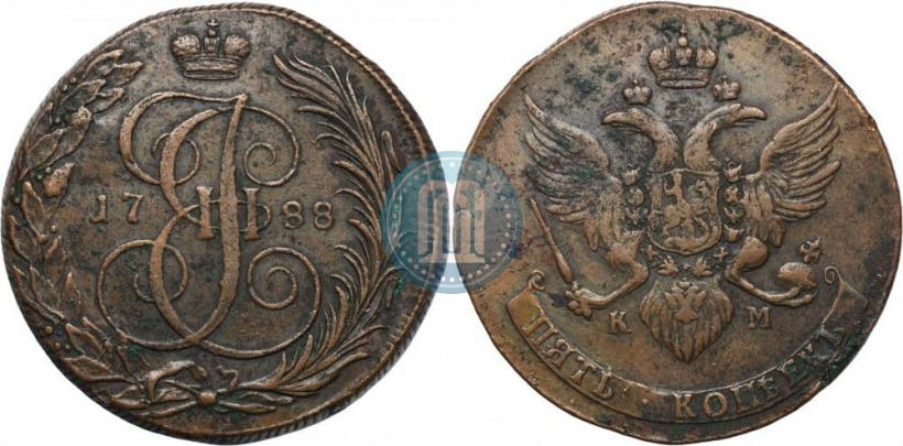 Фото 5 копеек 1788 года КМ 