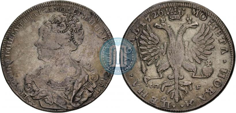 Picture 1 rouble 1726 year СПБ "Petersburg type, portrait turned to the left"
