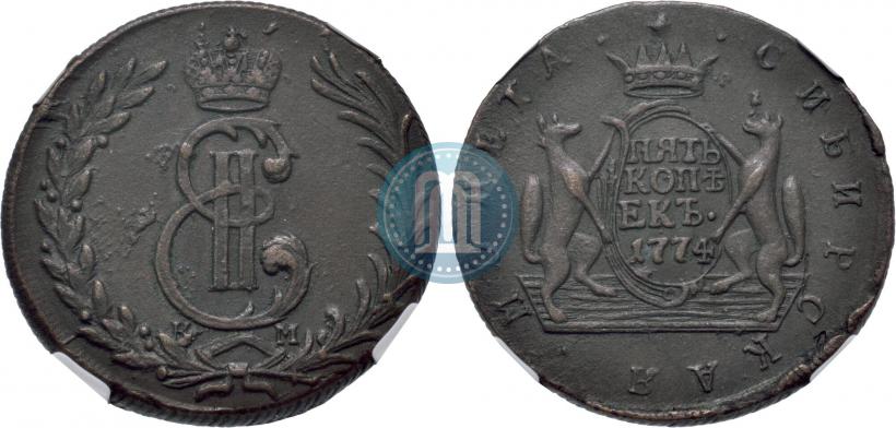 Фото 5 копеек 1774 года КМ 