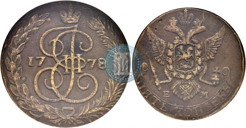 Picture 5 kopecks 1778 year ЕМ 