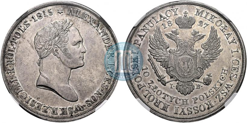 Picture 10 złotych 1827 year IB 