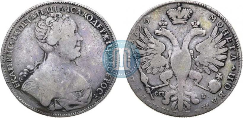Picture 1 rouble 1726 year СПБ "Petersburg type, portrait turned to the right"