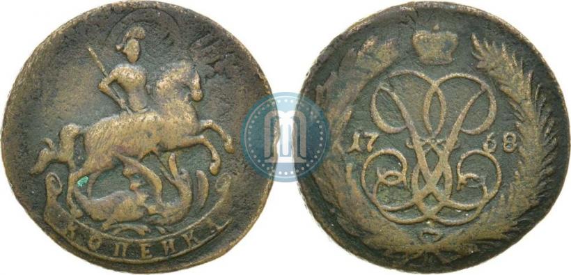 Picture 1 kopeck 1758 year  