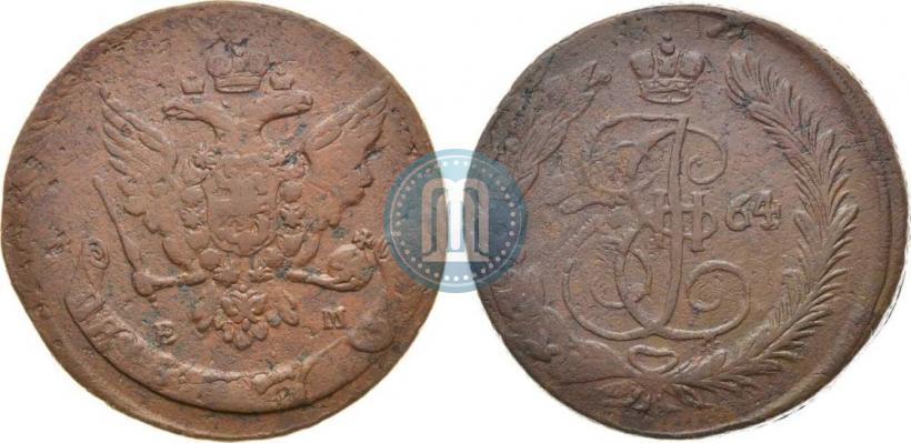 Фото 5 копеек 1764 года ЕМ 