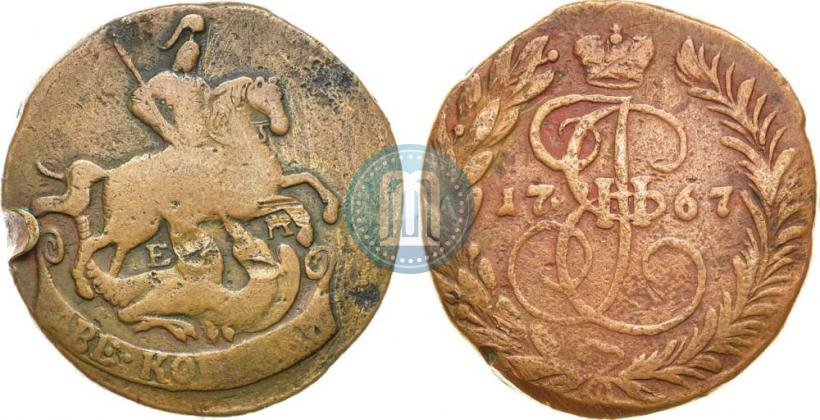 Фото 2 копейки 1767 года ЕМ 