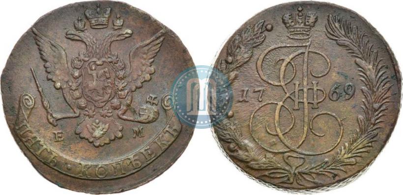 Picture 5 kopecks 1769 year ЕМ 