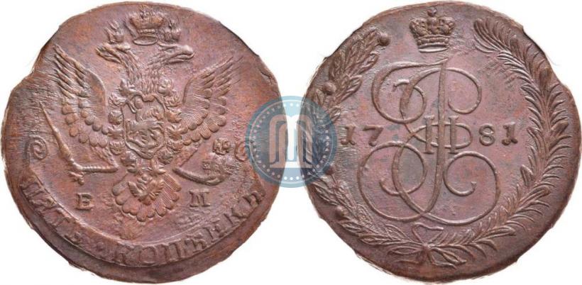 Picture 5 kopecks 1781 year ЕМ 