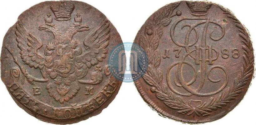 Picture 5 kopecks 1788 year ЕМ 