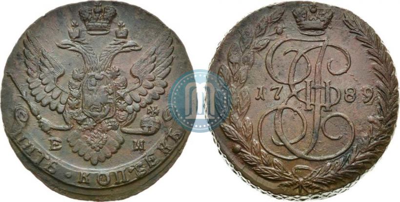 Picture 5 kopecks 1789 year ЕМ 
