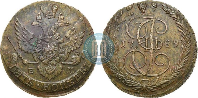 Picture 5 kopecks 1789 year ЕМ 