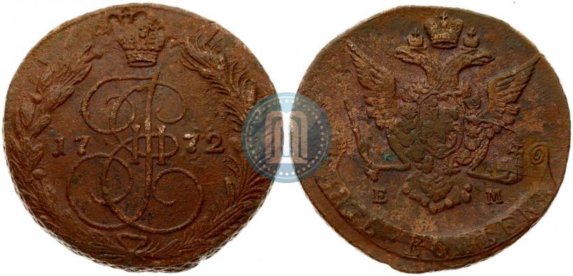 Picture 5 kopecks 1772 year ЕМ 