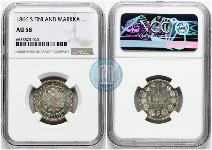 Picture 1 markka 1866 year S 