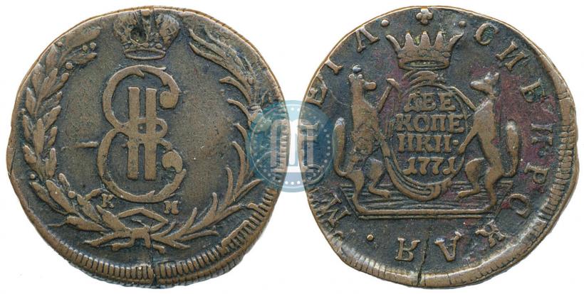 Фото 2 копейки 1771 года КМ 
