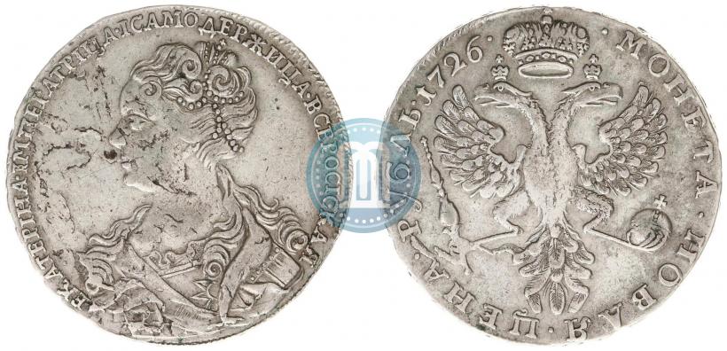 Picture 1 rouble 1726 year  "Moscow type, portrait turned to the left"