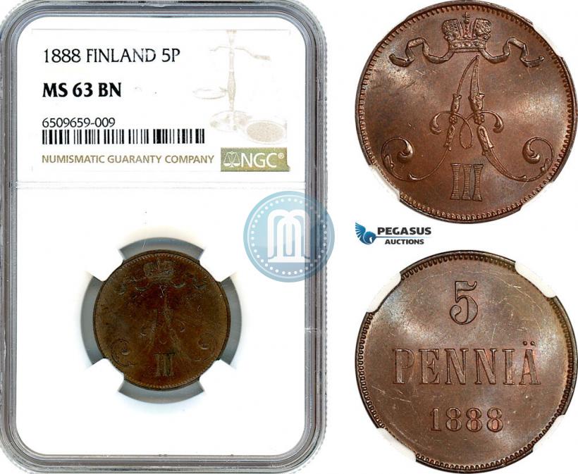 Picture 5 pennia 1888 year  