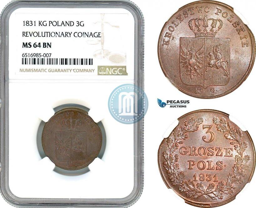 Picture 3 grosze 1831 year KG "Polish uprising"