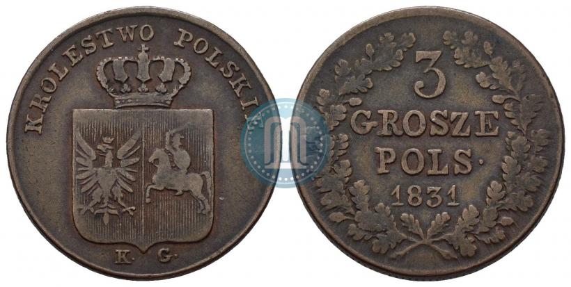 Picture 3 grosze 1831 year KG "Polish uprising"