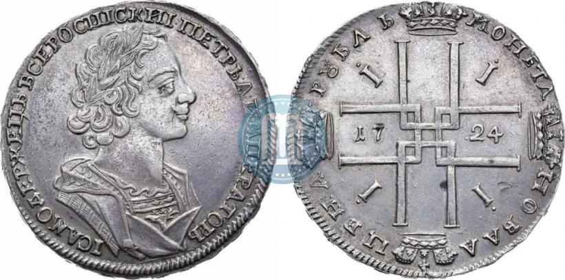 Фото 1 рубль 1724 года  "Портрет в античных доспехах"