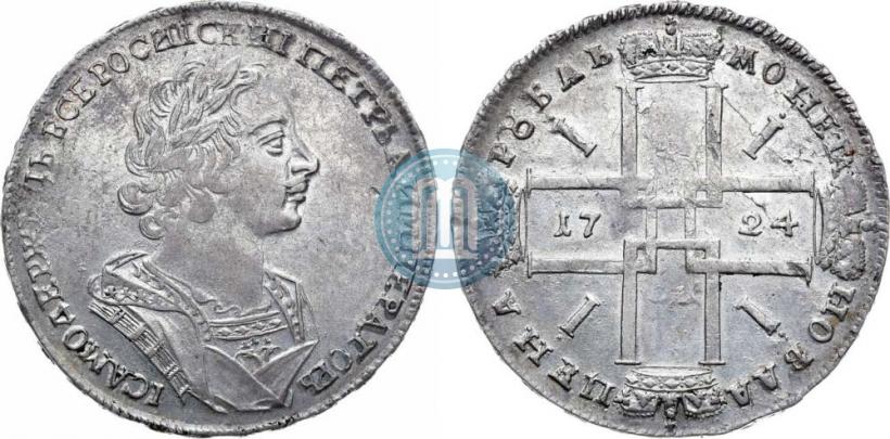 Фото 1 рубль 1724 года  "Портрет в античных доспехах"