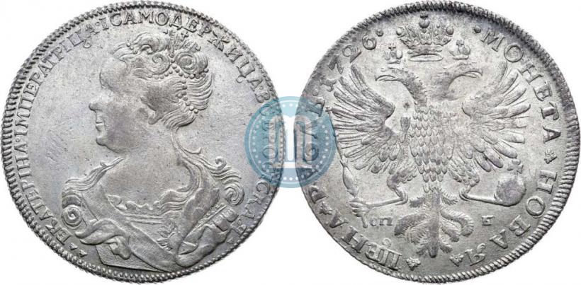 Picture 1 rouble 1726 year СПБ "Petersburg type, portrait turned to the left"