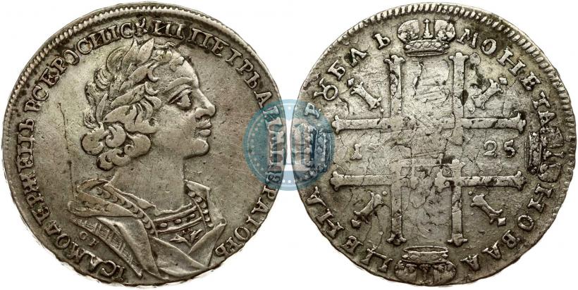 Фото 1 рубль 1725 года  "Портрет в античных доспехах"