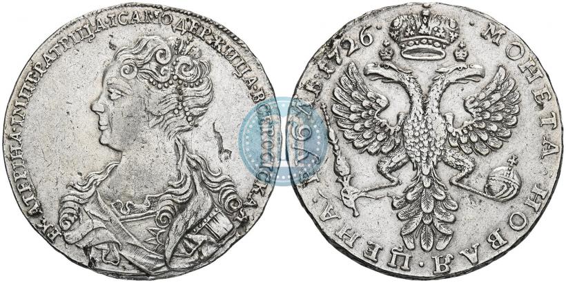 Picture 1 rouble 1726 year  "Moscow type, portrait turned to the left"