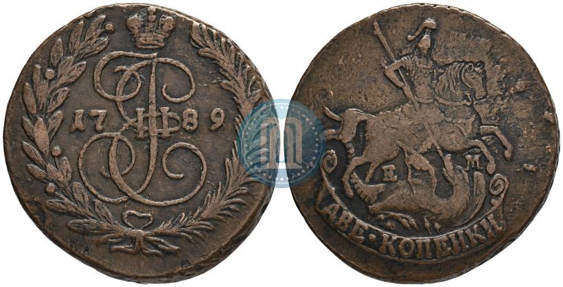 Picture 2 kopecks 1789 year ЕМ 