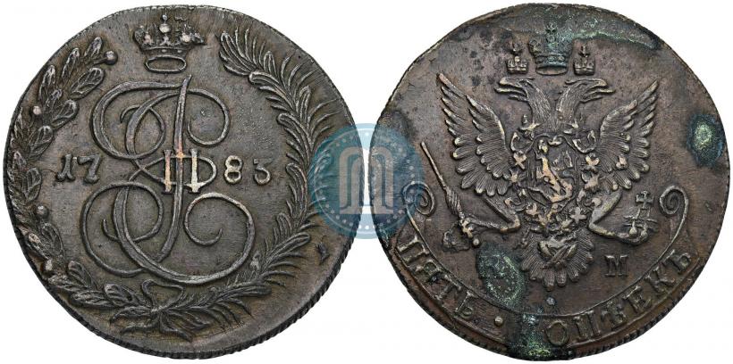 Фото 5 копеек 1783 года КМ 