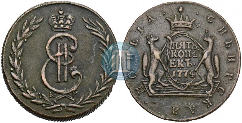Фото 5 копеек 1774 года КМ 
