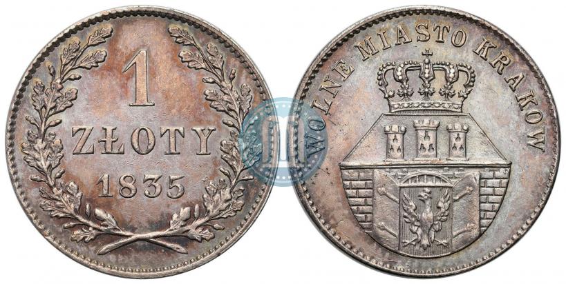 Picture 1 złoty 1835 year  "Free city of Kraków"