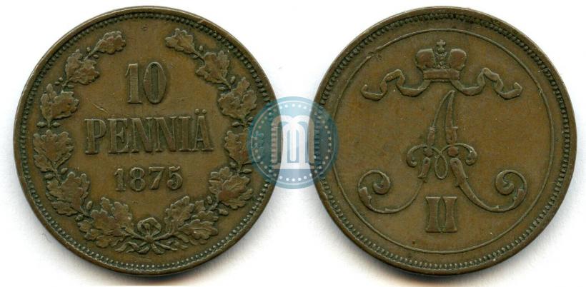 Фото 10 пенни 1875 года  