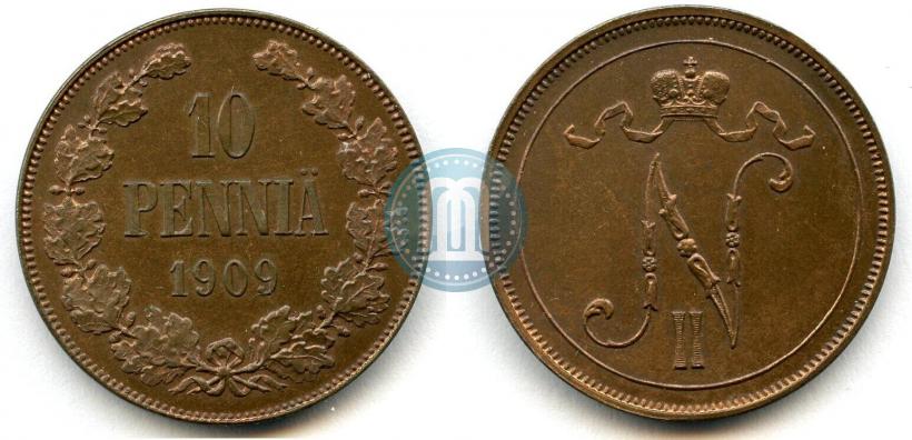 Фото 10 пенни 1909 года  