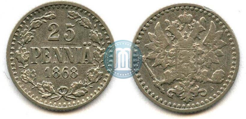 Фото 25 пенни 1868 года S 