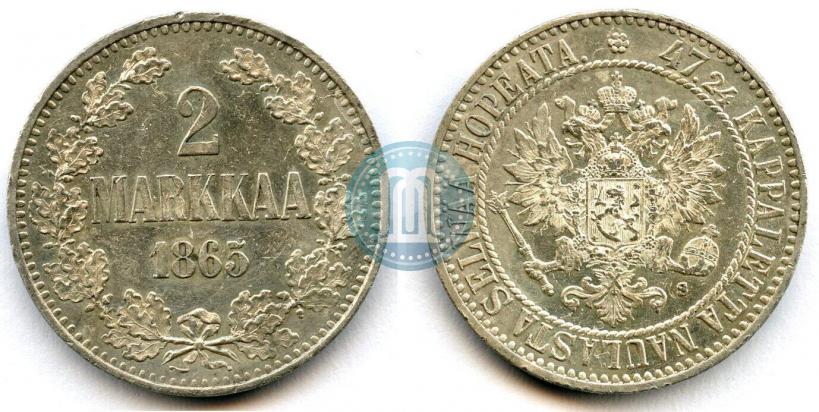 Picture 2 markkaa 1865 year S 