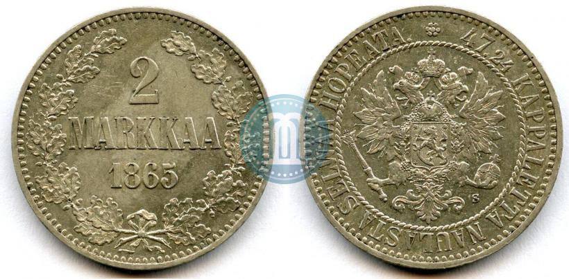 Picture 2 markkaa 1865 year S 