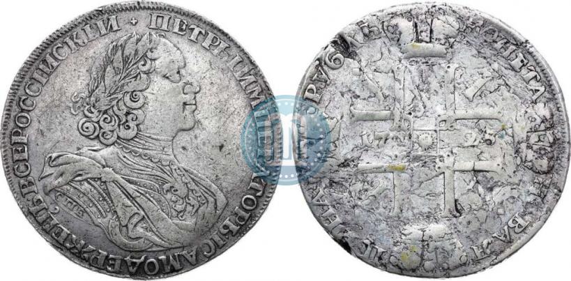Фото 1 рубль 1725 года СПБ "Солнечный в латах"