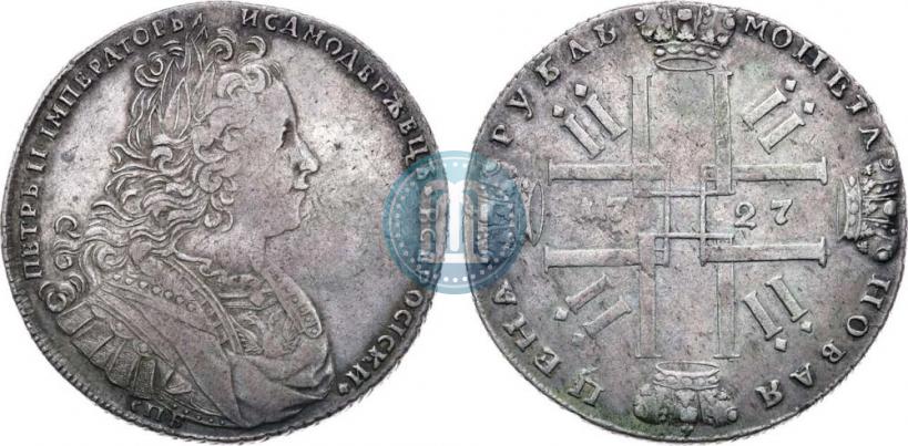 Фото 1 рубль 1727 года СПБ "Петербургский тип"