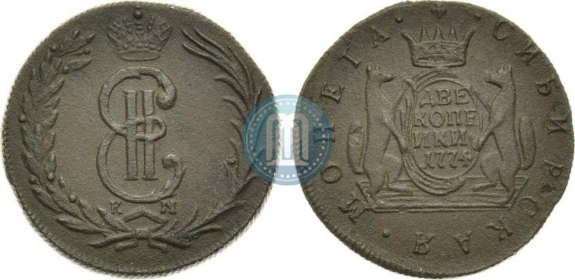 Фото 2 копейки 1774 года КМ 