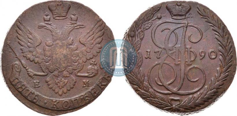 Picture 5 kopecks 1790 year ЕМ 