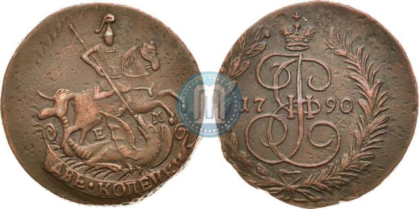 Picture 2 kopecks 1790 year ЕМ 