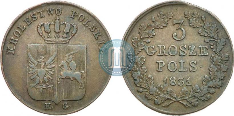 Фото 3 гроша 1831 года KG "Польское восстание"