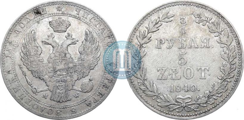 Picture 3/4 roubles - 5 złotych 1840 year MW 