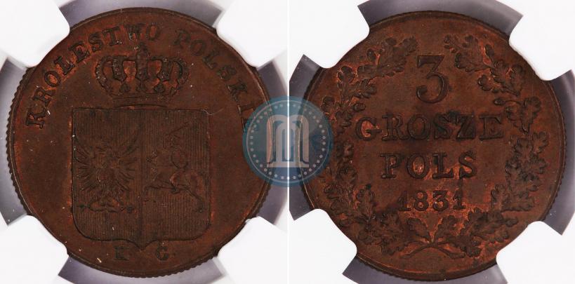 Picture 3 grosze 1831 year KG "Polish uprising"