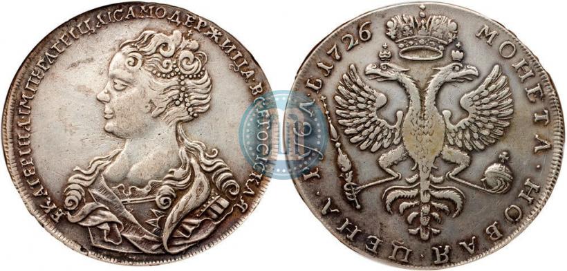 Picture 1 rouble 1726 year  "Moscow type, portrait turned to the left"