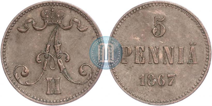 Picture 5 pennia 1867 year  