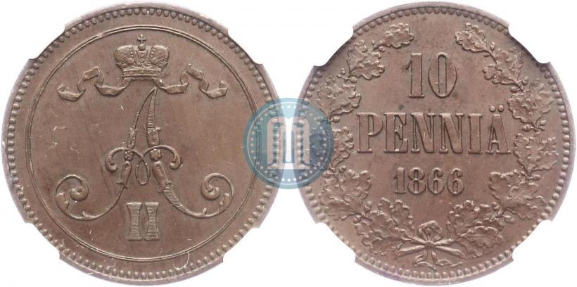 Фото 10 пенни 1866 года  