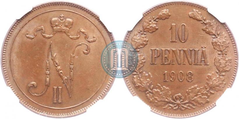 Picture 10 pennia 1908 year  