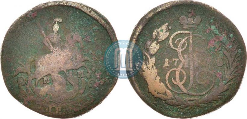 Фото 1 копейка 1766 года ММ 
